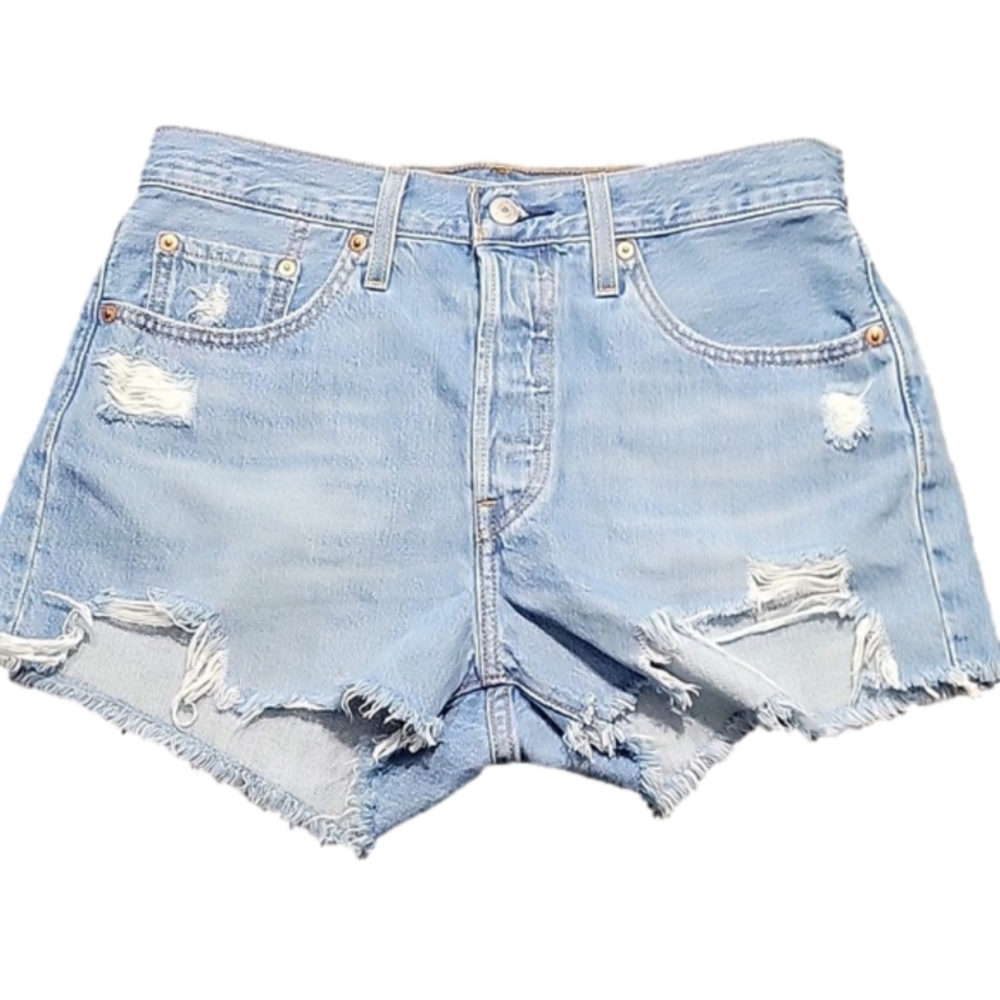 Levi 501 Distressed Raw hem shorts
